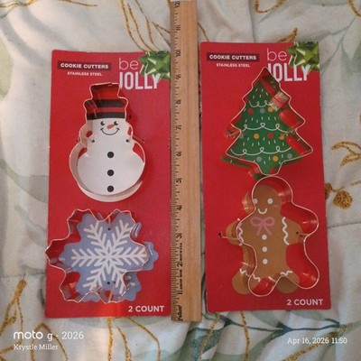 New With Packaging Be Jolly Set Of 4 Stainless Steel Christmas Cookie Cutters