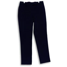 TALBOTS HIGH WAIST STRAIGHT LEG FLAT FRONT STRETCH PANTS NAVY BLUE 2-EUC