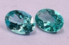 x2 Loose Oval Cut Faceted Blue Apatite Stones - Free Ship