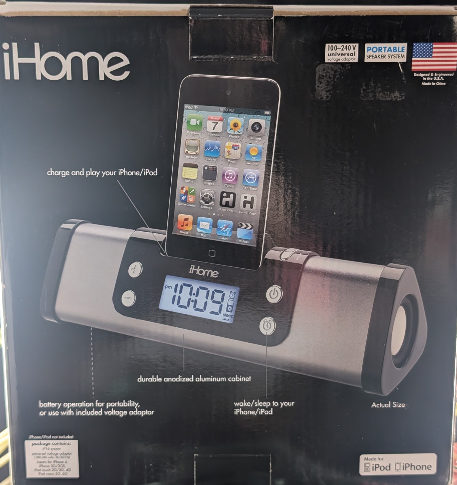 iHome iP16 Portable Speaker System Clock Radio Dock iPhone iPod