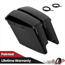 5" Vivid Black Stretched Extended Hard Saddlebags For 14-24 Harley Touring Model
