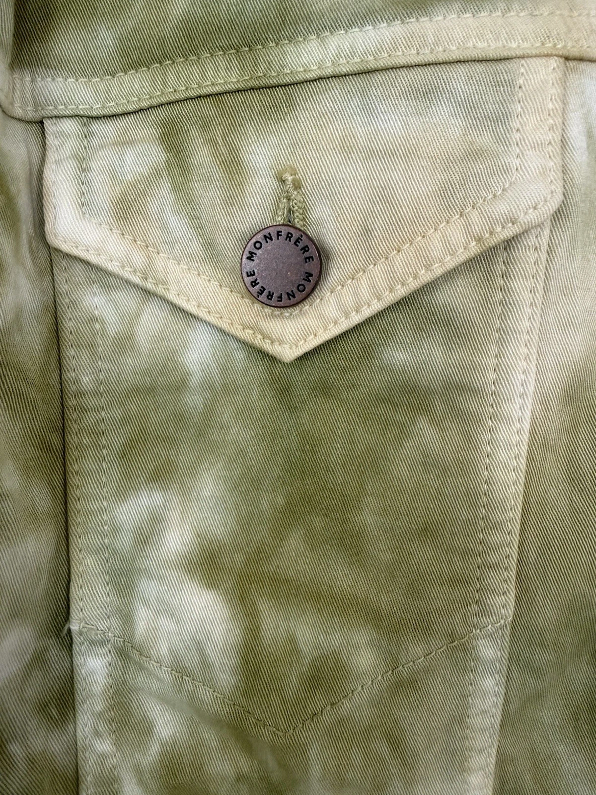 $398 Monfrere LARGE The Dean Button Trucker Jacket Rennais Green - product detail image 7