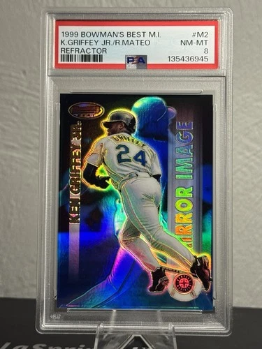 KEN GRIFFEY JR. & RUBEN MATEO #M2 PSA 8 MIRROR IMAGE 1999 BOWMAN'S BEST LOW POP