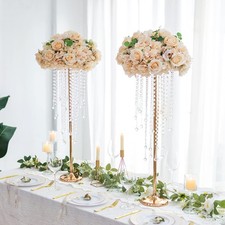 Sziqiqi Gold Tall Vases For Wedding Centerpiece - 29.5In Metal Flower Crystal