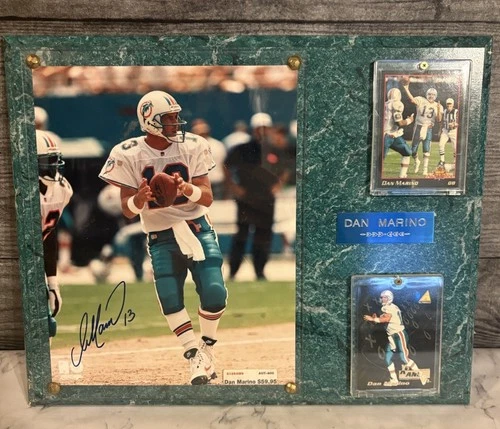 DAN MARINO AUTOGRAPHED SIGNED 8X10 PHOT DISPLAY PLAQUE MIAMI DOLPHINS COA 15x12"