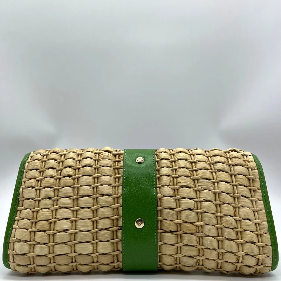 Bolso de Mano Kate Spade Marrón Y Verde Paja Mimbre Ava Foto 2 de 4