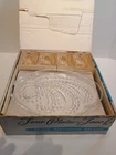 Vintage Federal Glass Homestead Snack Set 4 Plates 4 Cups Original Box