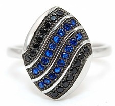 1 kt behandelter blauer Saphir & Saphir 925 massiver Sterlingsilber Ring Größe 7 mm4-3