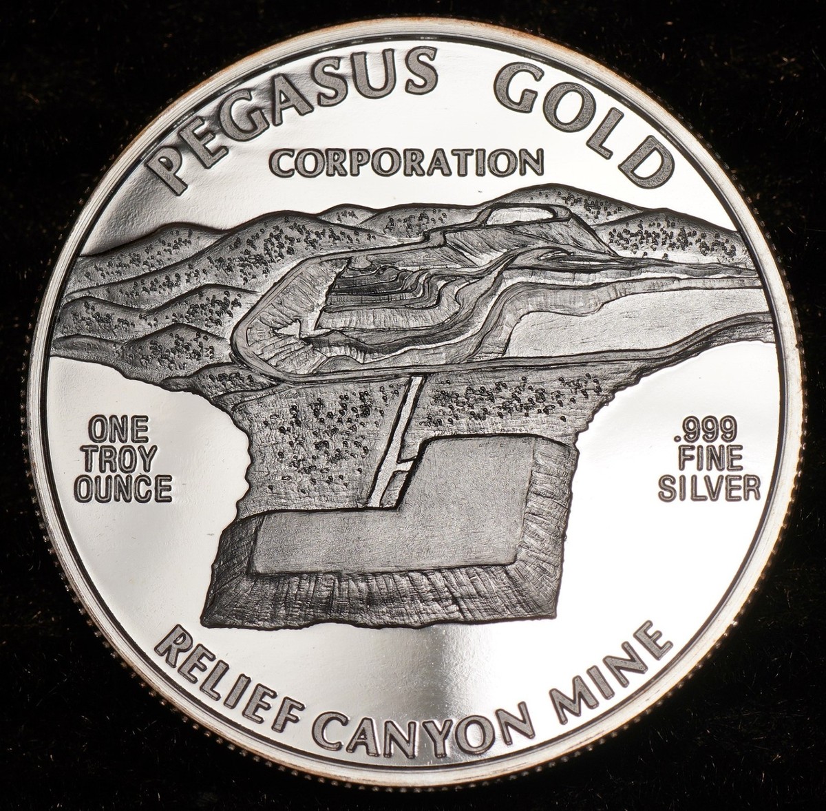 1988 Pegasus Gold Corp Relief Canyon Mine Horse 1oz 999 FINE