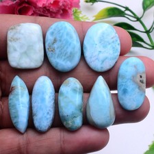 8 Pcs Natural Larimar Untreated 23mm-28mm Cabochon Loose Gemstones Wholesale Lot