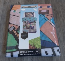 Image of Official Minecraft Survive Single Duvet Cover Reversible Bedding Set New