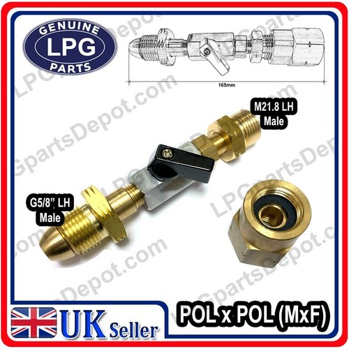 POL Macho x POL Mujer Extensión LARGA Válvula de Gas Botella Adaptador de Recarga Conector - Imagen 2 de 3