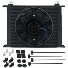 30 Row Engine Trans-mission Oil Cooler 8an Hose End Adapters Electric Fan Kit 30 Row Engine Trans-mission Oil Cooler 8an Hose End Adapters Electric Fan Kit