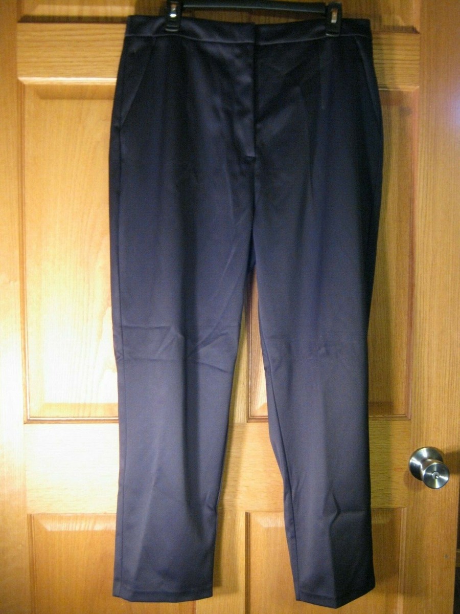 Women New ASOS Cigarette Trouser Black Pants Bonded Satin Polyester US 12  UK 16