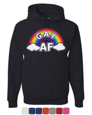 Gay AF Hoodie Rainbow Flag LGBTQ Equal Rights Pride Love Wins Sweatshirt