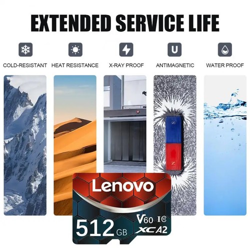 Carte mémoire Lenovo 1 To 2 To haute vitesse carte micro TF SD 512 Go carte SD V60 U3 TF C - Photo 3 sur 18