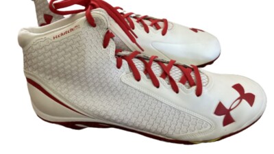 New Under Armour ClutchFit  Nitro Football Shoes White Red Chrome Size 13.5