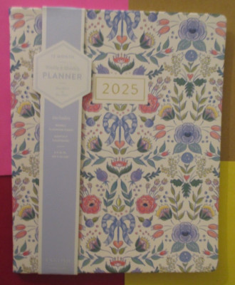 2025 Jan - Dec Weekly & Monthly NOTEs To DO 10X8'' PLANNER - PINK FLOWERs ECCOLO