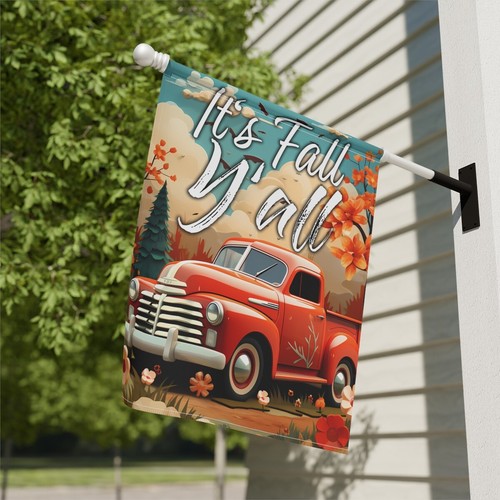 Fall Garden Flag, It's Fall Yall, Classic Red Truck, Flowers Floral Gift for Her - Picture 13 of 13