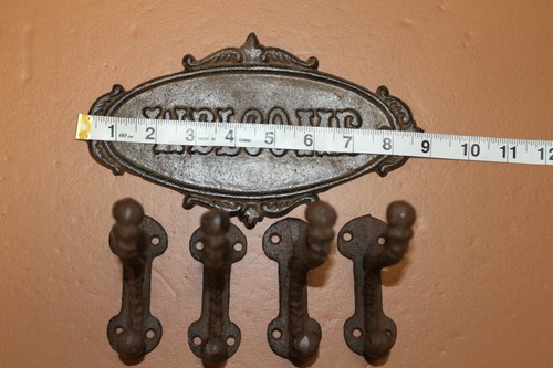 Farmhouse Decor Fathers Day Gift Welcome Plaque / Coat Hooks Set Country Welcome - Picture 8 of 12