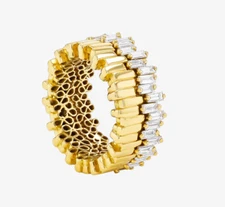 Suzanne Kalan Golden Midi Stacker Diamond Eternity Band size 7.5