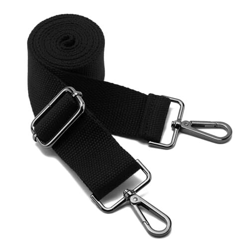 Wide Shoulder Purse Strap Replacement Adjustable Belt Gun Metal Buckle-black