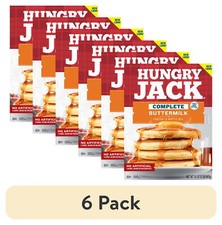  6 pack Hungry Jack Complete Buttermilk Pancake Mix and Waffle Mix, 32 oz Box.