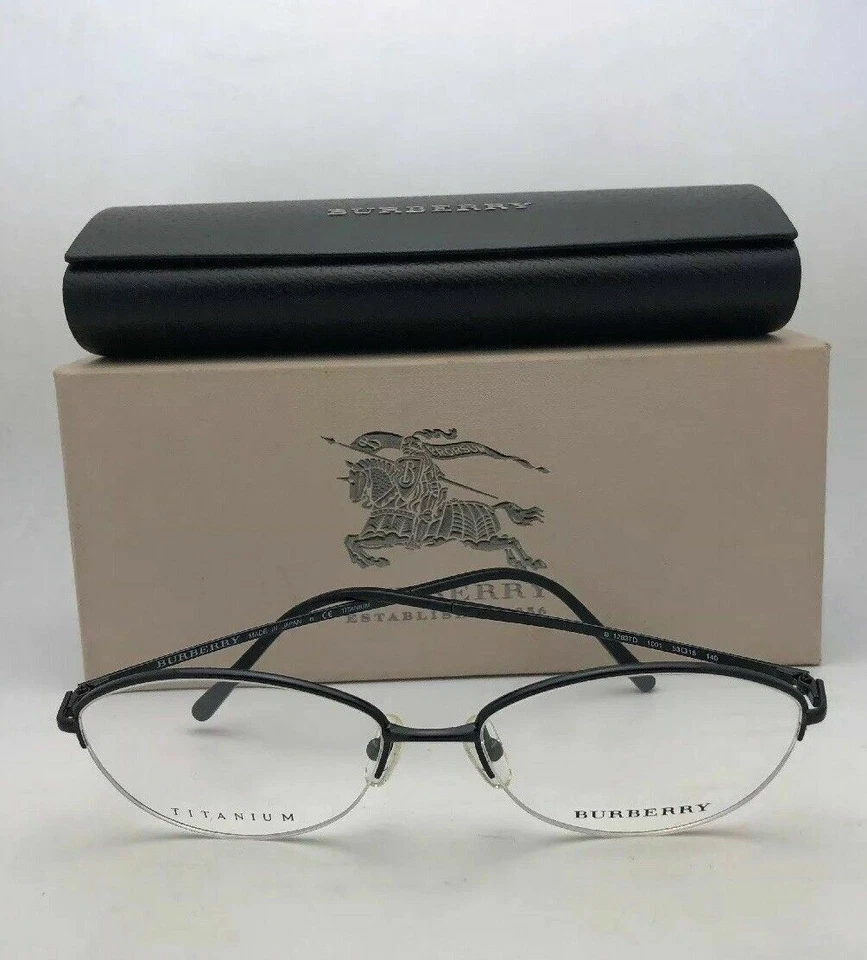 Nuevas gafas BURBERRY B 1263TD 1001 53-16 negras y Burberry a cuadros semi-sin montura Foto 2 de 4