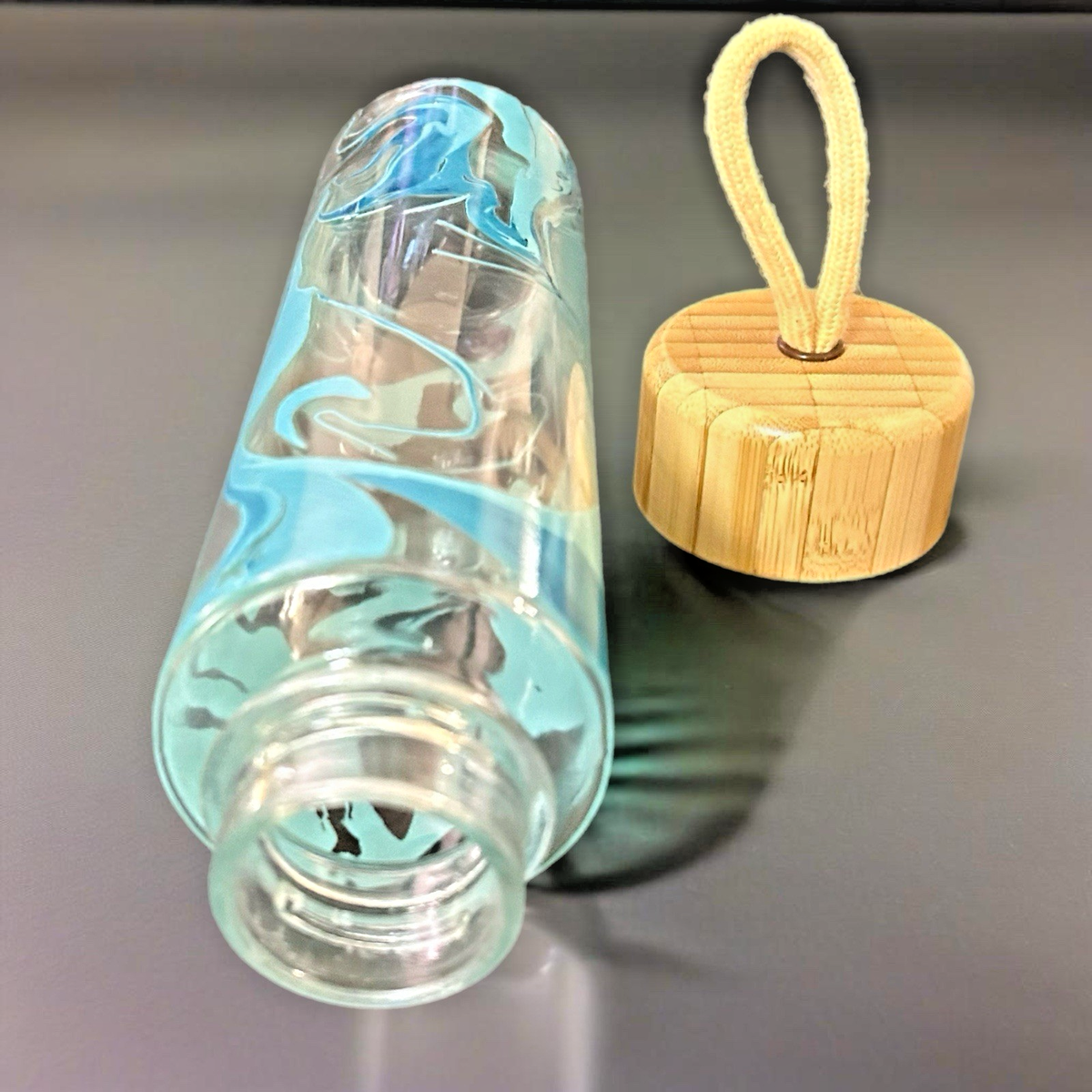 Ello Glass Water Bottle 20oz Tumbler Bamboo Screw Top Ecco BPA