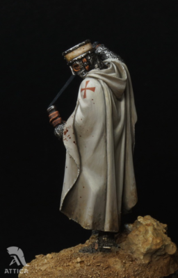 Soldat de plomb Chevalier templier de Terre Sainte de collection avec turban, XIIIe s. 54 mm Âge médiéval et croisades - France