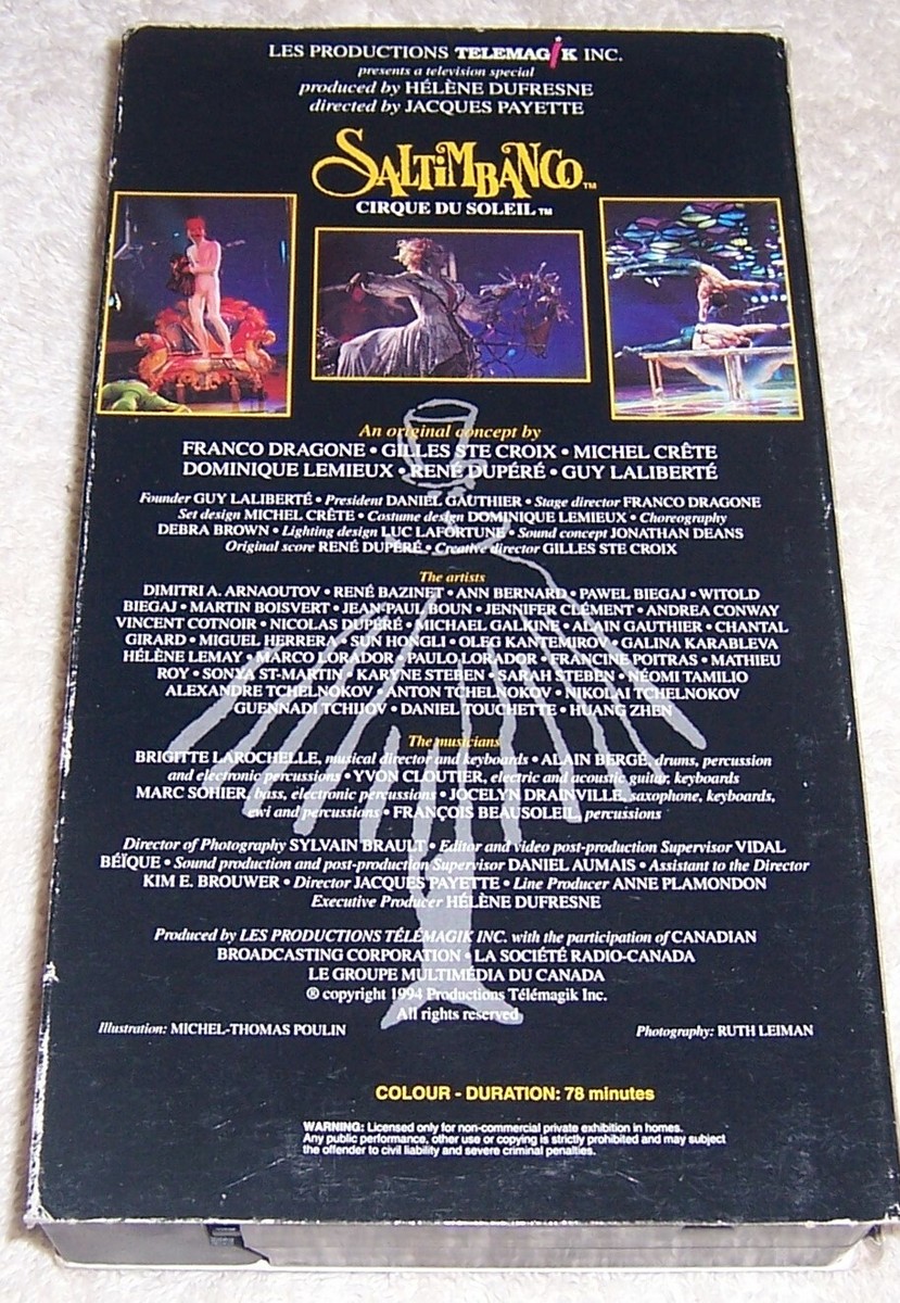Saltimbanco Cirque Du Soleil VHS Video Circus | eBay
