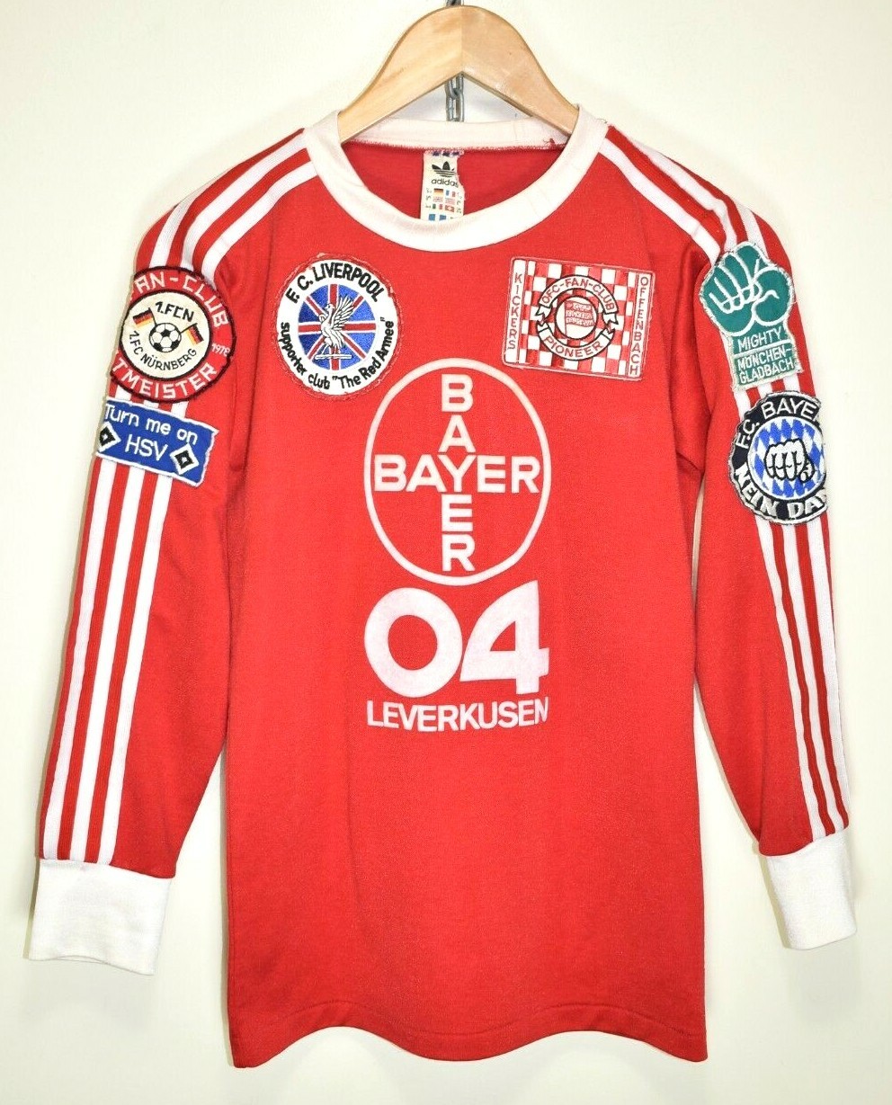 ADIDAS BAYER LEVERKUSEN 1978 VINTAGE FOOTBALL SOCCER SHIRT JERSEY LFC BADGE S