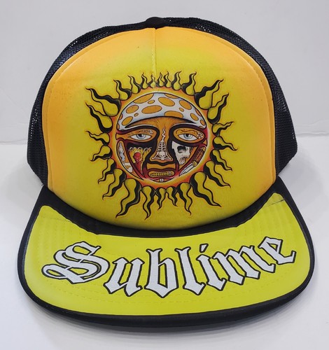 Airbrush Reggae Ska Colors Yellow Sublime Sun Trucker Adjustable - Picture 2 of 2