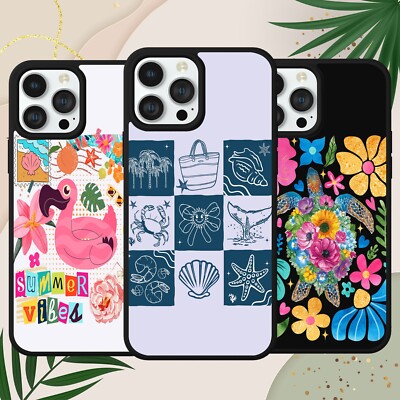 MUSCHEL HANDY HÜLLE COVER FÜR IPHONE SAMSUNG GOOGLE PIXEL TURTLE FLAMINGO SOMMER