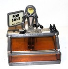 VINTAGE Business CARD Holder METAL SCULPTURE for REAL ESTATE Person BROKER AGENT — photo 1