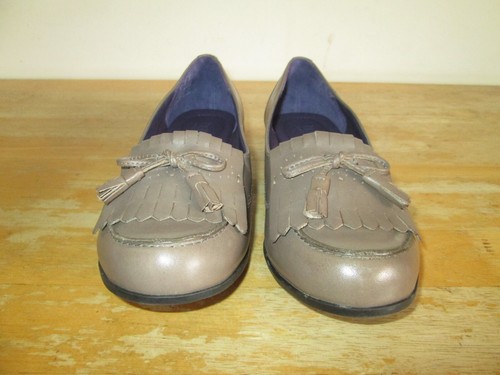 Hotter Shipley Taupe Grey/Brown Leather Flat Tasselled Shoes UK Size 7 - VGC - Picture 5 of 14