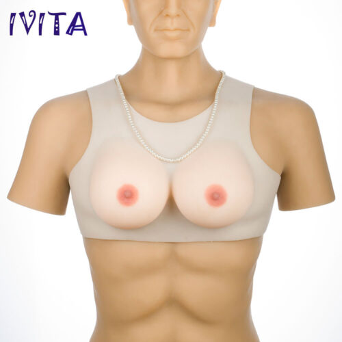 IVITA 1400g Chaleco Pechos de Silicona Completos Travesti Pecho Real Boobs Transgénero - Imagen 2 de 8