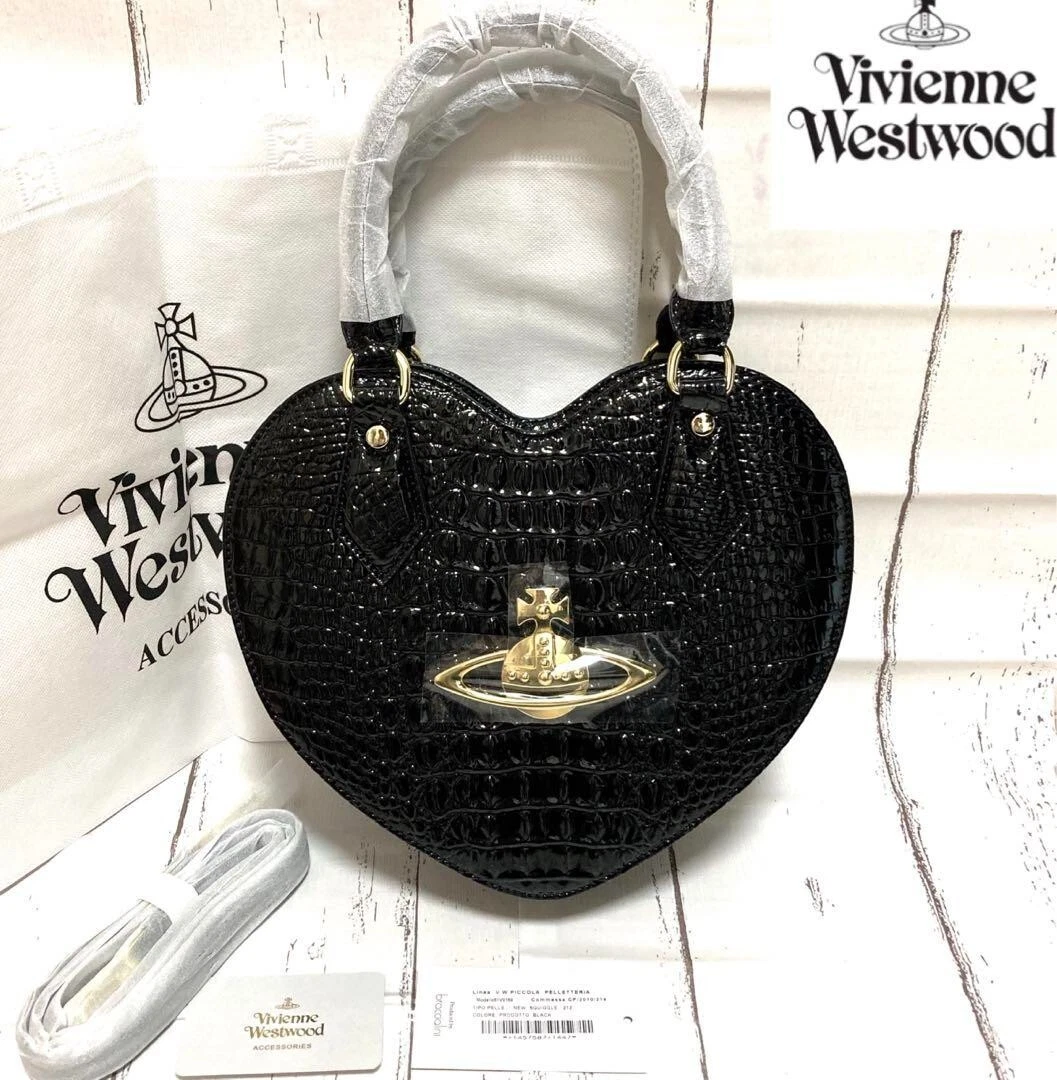 Vivienne Westwood Heart Shaped Gold Orb 2way Shoulder Handbag