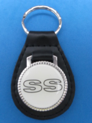SS SUPER SPORT LEATHER KEYCHAIN KEY CHAIN RING FOB WHITE #198