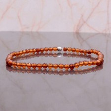 Natural Hessonite Round Tiny Faceted Healing Stretch Gemstone Bracelet 7