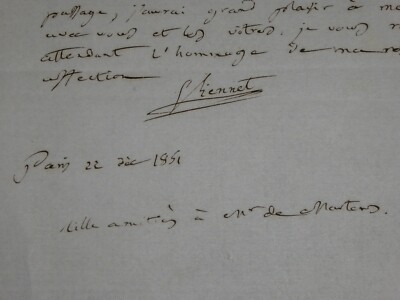 Lettre Autographe Signée Jean-Pons-Guillaume Viennet – Paris 1851 – Révolution
