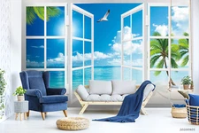 3D Sea Scene Sky Self-adhesive Removeable Wallpaper Wall Mural Sticker 31