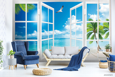 3D Sea Scene Sky Self-adhesive Removeable Wallpaper Wall Mural Sticker 31