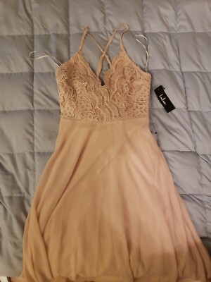 Lulu's Size Small Forever And Always Blush Pink Lace Bodice Maxi Dress |  eBay