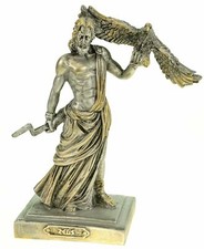 Alabaster Dekofigur Zeus der Göttervater Skulptur 18 cm silber Griechenland