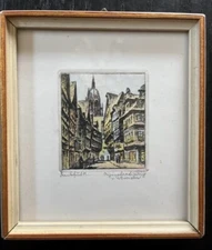 ORIGINAL KLEINGRAPHIK ROTHENBURG Von Foerster German Artist Signed Mini Etching