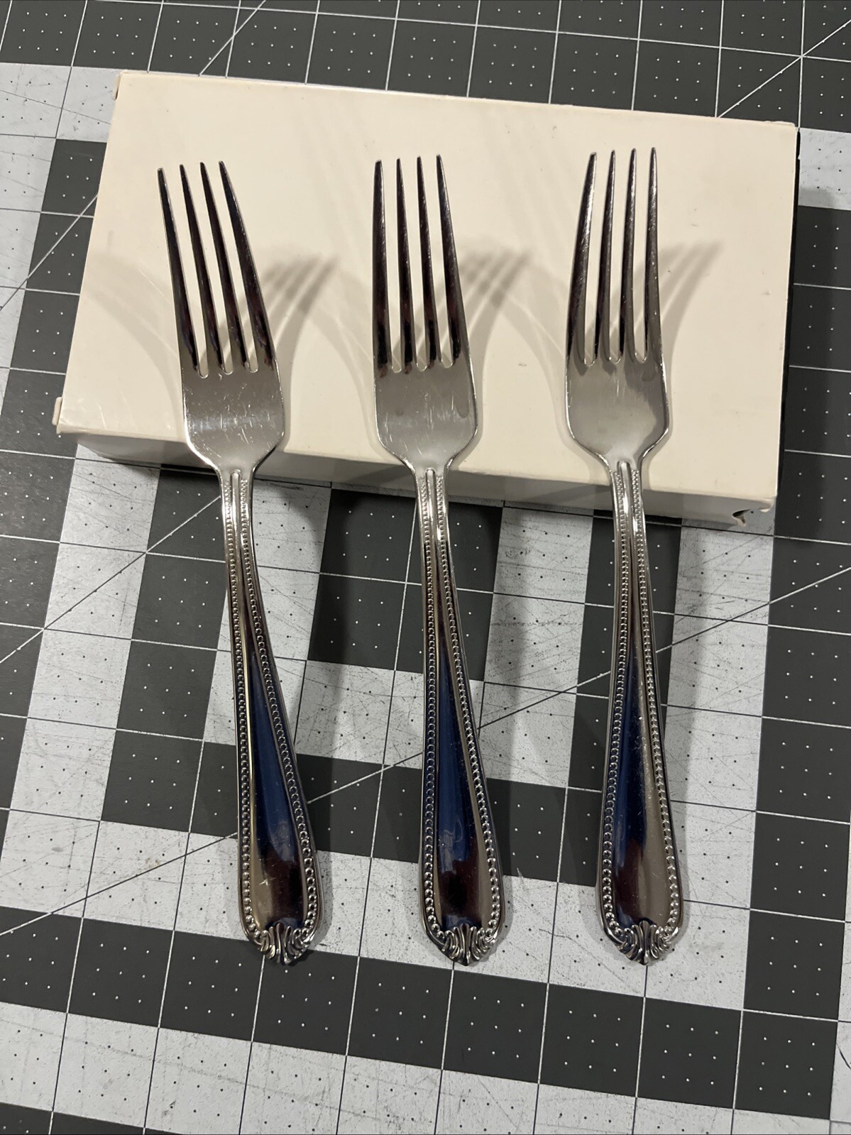 Lenox Bead Plume (3) Dinner Forks 18/10 Stainless Flatware Replacements