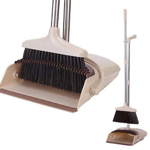 Long Handled Dustpan and Brush Set Indoor Broom Lobby Dust Pan Kitchen Floor - Picture 1 of 8