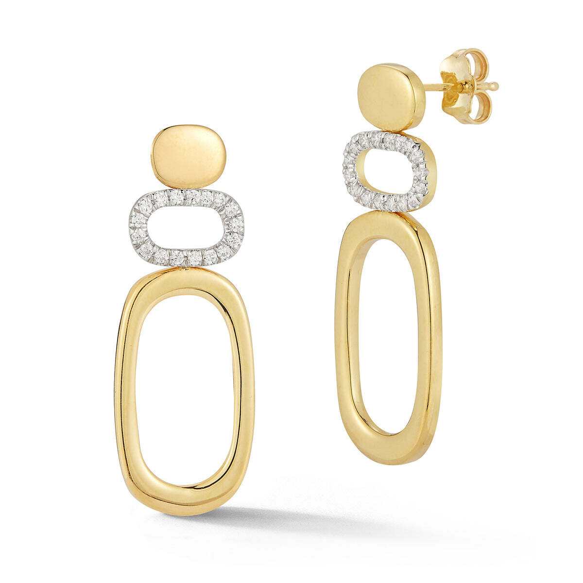 I. Reiss Woman’s Hand-Crafted 14K Yellow Gold Dangling Open Geometrical Earrings