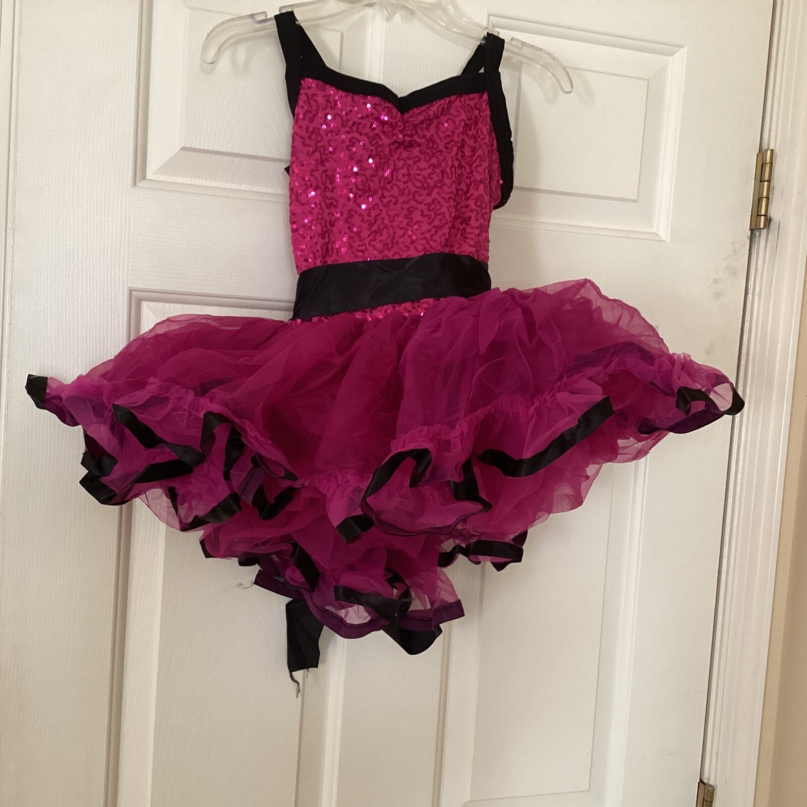 Weissman Dance costume  Girls Dark Pink sequins t… - image 1